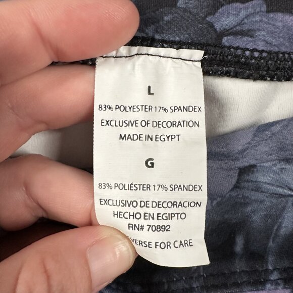 Apana Leggings Womens Large Black Purple Floral High Rise Yoga Pants Spandex Gym - Picture 5 of 11